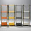 Support de rangement robuste en acier inoxydable à quatre niveaux jaune capacité de 100 lb par niveau convenant au rangement intérieur et extérieur Conception modulaire de 49 pouces de haut
