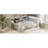 L-Shaped Wooden Daybed With Desk And Storage Bookcase, Corner Bed With Upholstered Headboard And Under-Bed Drawers And LED Light For For Bedroom Living Room-295671872-295671875