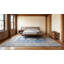 Tapis bleu moderne à motif géométrique circulaire en laine noué à la main-986953888