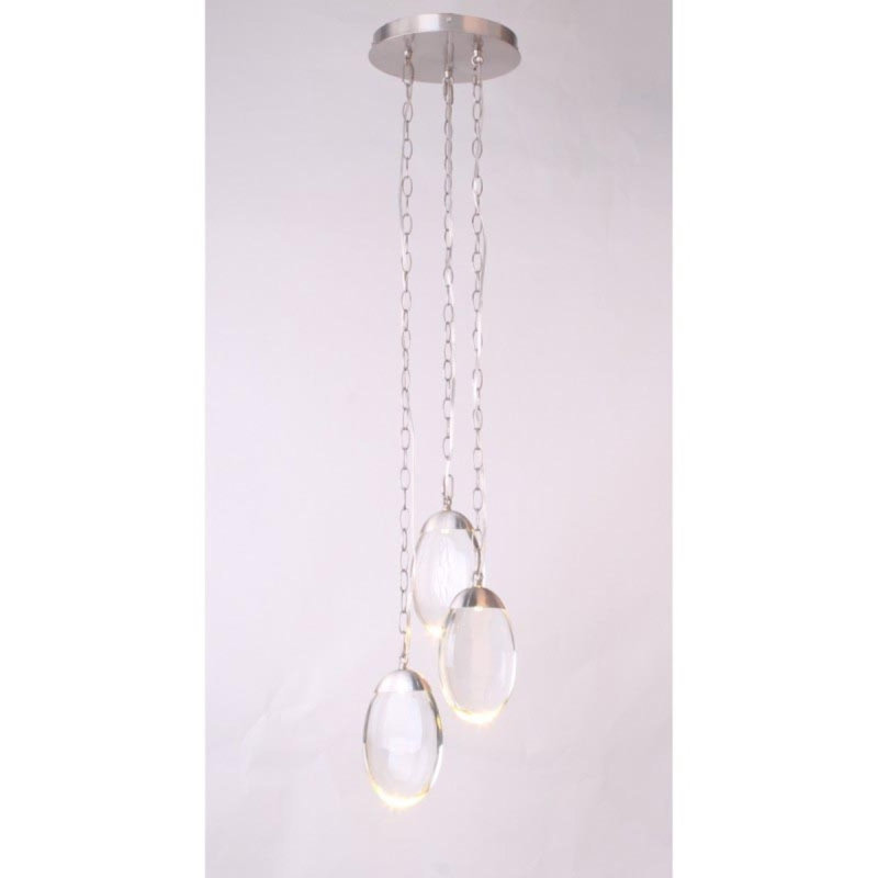 Lustre suspendu avec chaîne en métal léger, Argent antique, H 84 po x l 28 po x P 2 po, Transparent