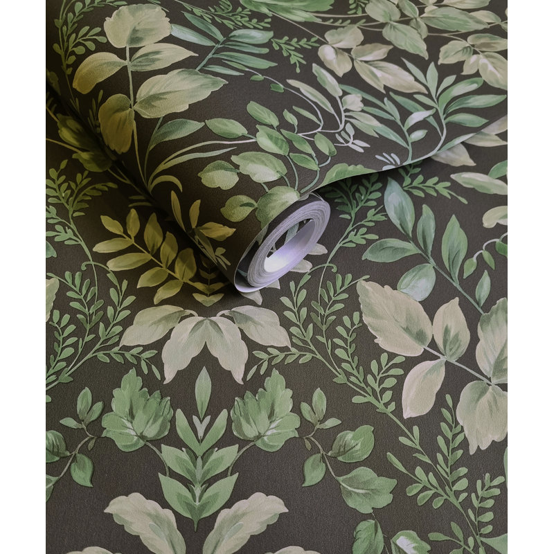 Saahith Lush Overgrown Botanical Wallpaper, Charcoal