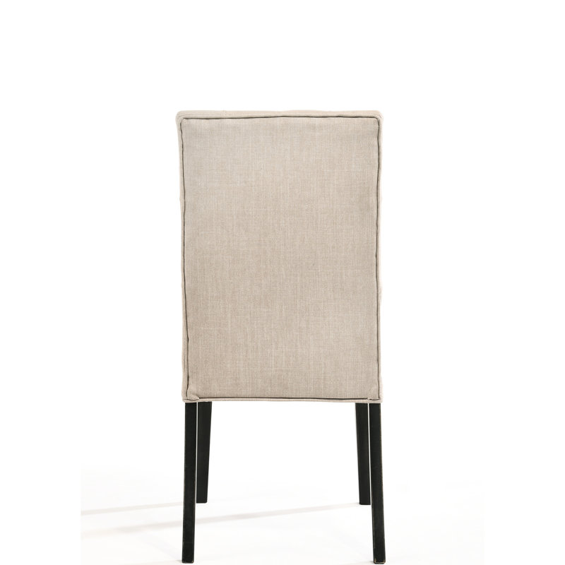2 pièces de chaise d'appoint en lin brun clair et noir rétro - fabrication de siège carré pour la longévité (2 unités) capitonnage ajoute une touche sophistiquée