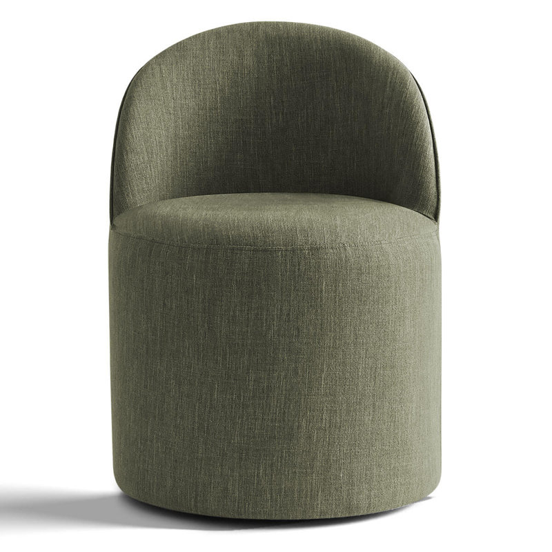 Chaise pivotante en lin avec roulettes cachées, Vert, 1