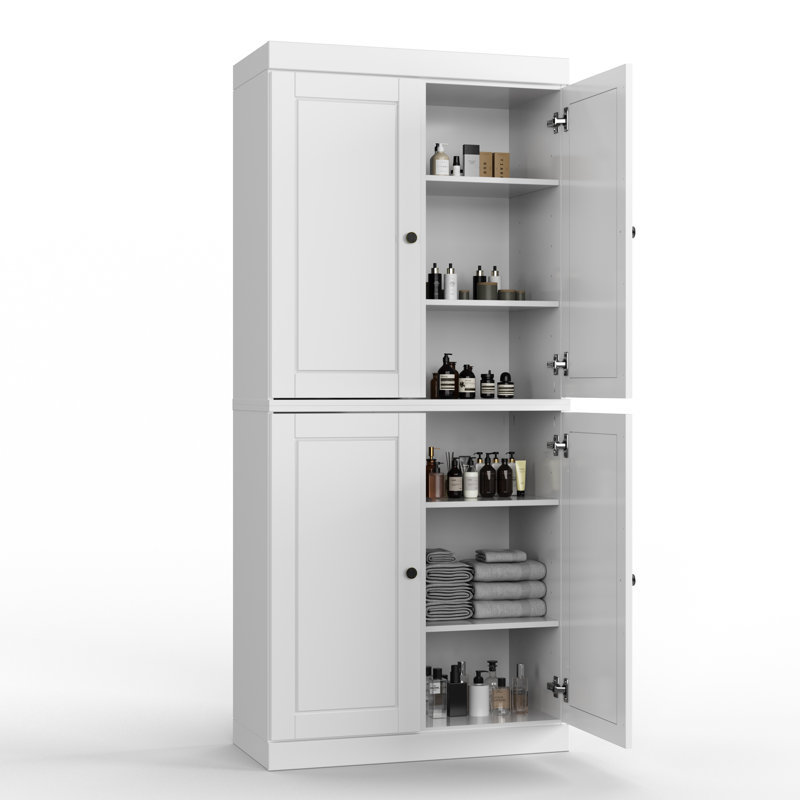100% Solid Wood Tall Bathroom Linen Cabinet with Doors, Adjustable Shelves, Modular Bathroom & Laundry Storage Cabinet, 32" W x 71.5" H
