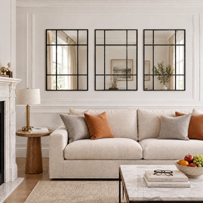 Steel Rectangle Leaning and Wall Mirror Set