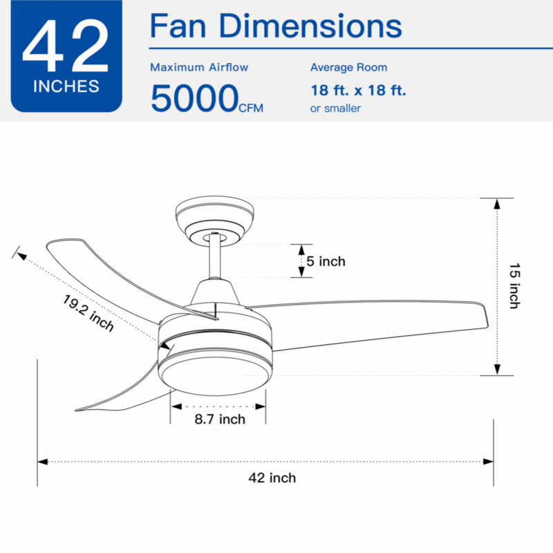 42'' Ceiling Fan with LED Lights