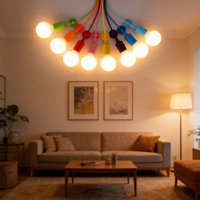 Colorful Spider Chandelier With 8 Arms, Adjustable DIY Pendant Light Fixture For Kids Bedroom, Playroom, Classroom, Dining Room, E26 Socket