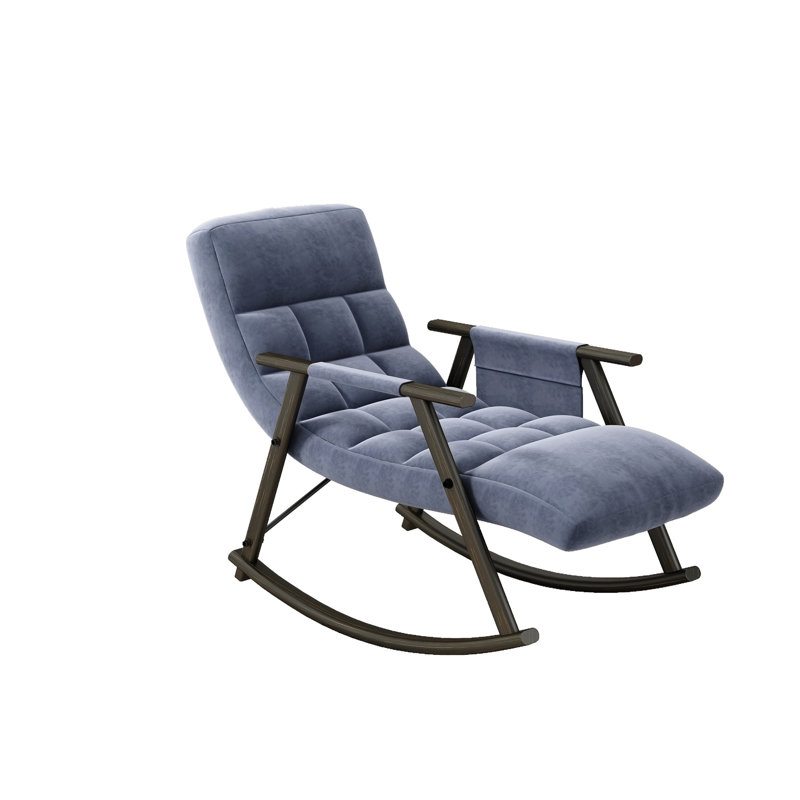 Casual Folding Rocking Chair Upholstered, Blue