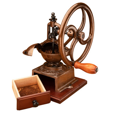 Manual Coffee Grinder - Cast Iron Coffee Bean Grinder with Conical Burr Grind, Adjustable Coarseness, Hand Crank, and Antique Design - Italian Made Espresso Accessories by Classic Cuisine (Copper)
