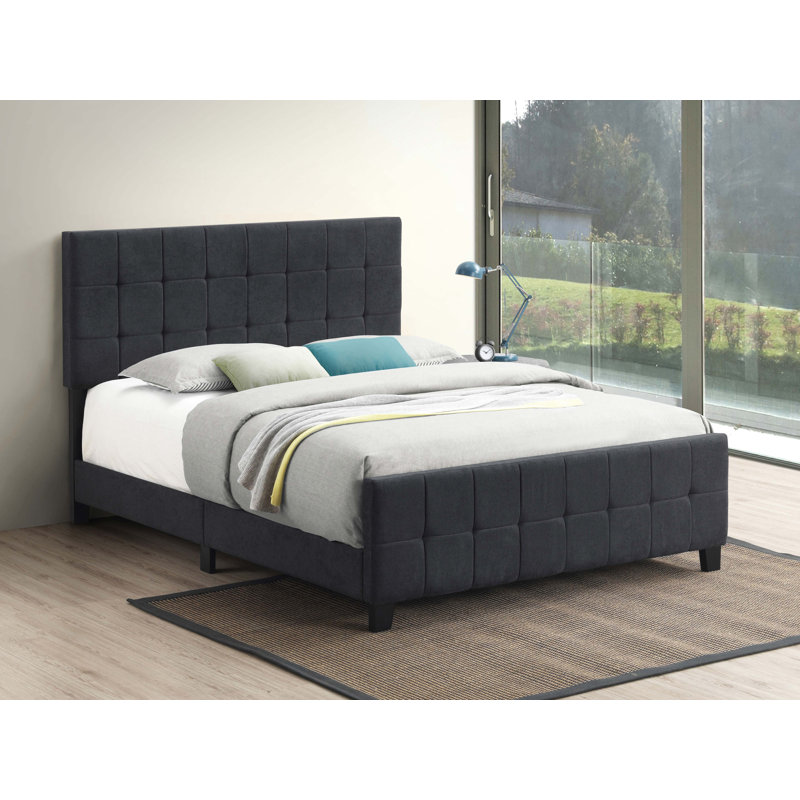 Auerbach Upholstered Queen Panel Bed Dark Grey, Queen, Dark Gray