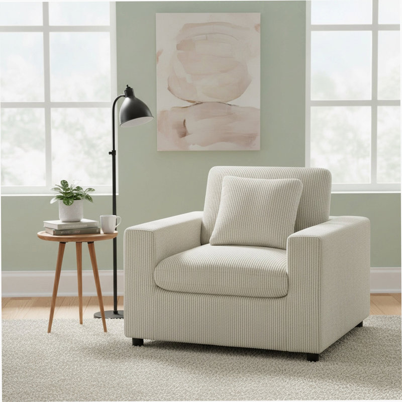 Fauteuil en velours côtelé Chelsea, Beige