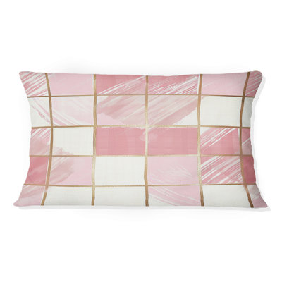Coussin lombaire rose et beige Mid-Century III