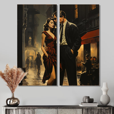 Old Hollywood Romance Couple Elegance II - impressions sur toile noires