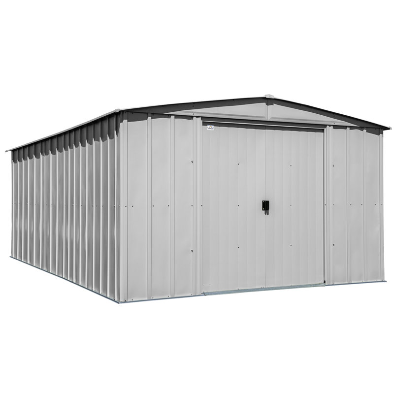 10 ft x 14 ft Flute Gray Steel Storage Shed