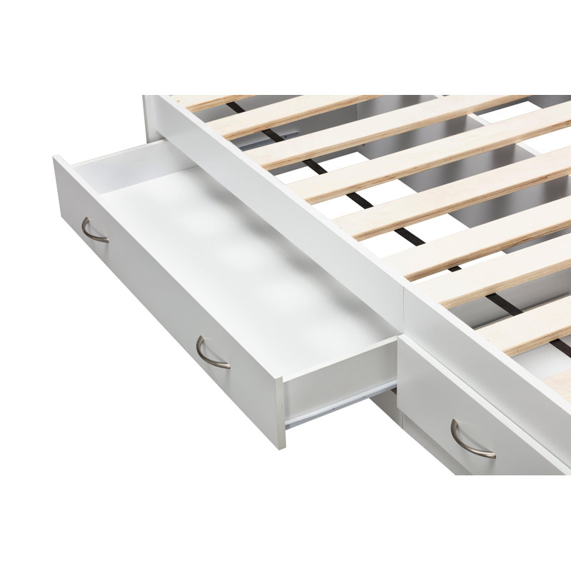 Twin Mates Bed with Drawers, White
