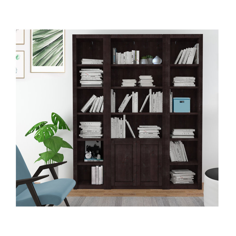 Elona 213 cm H x 177.4 cm W Library Bookcase, Havana Brown