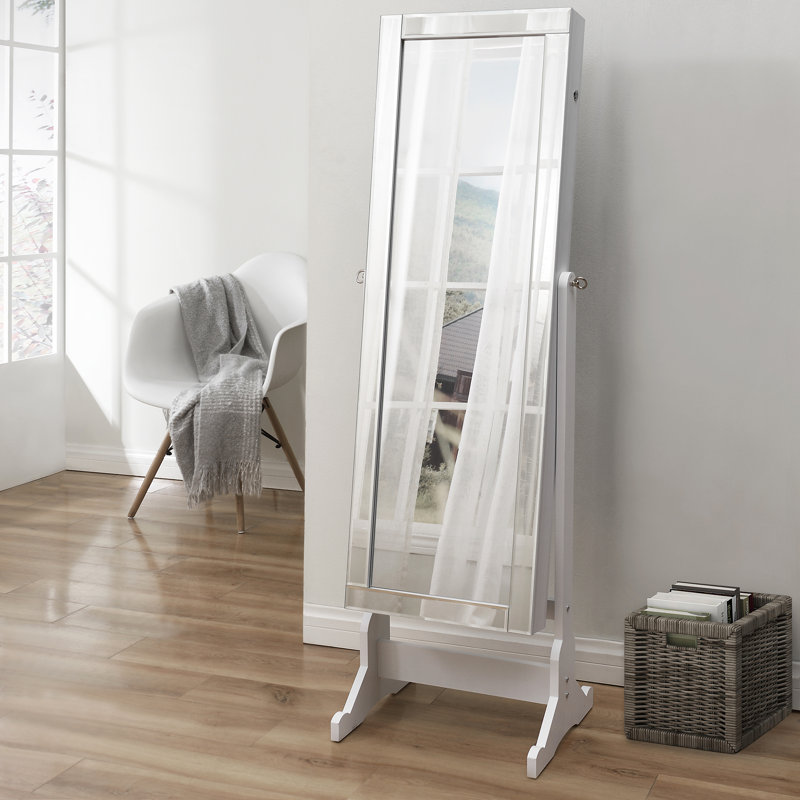 Armoire à bijoux avec miroir Neill, Blanc immaculé