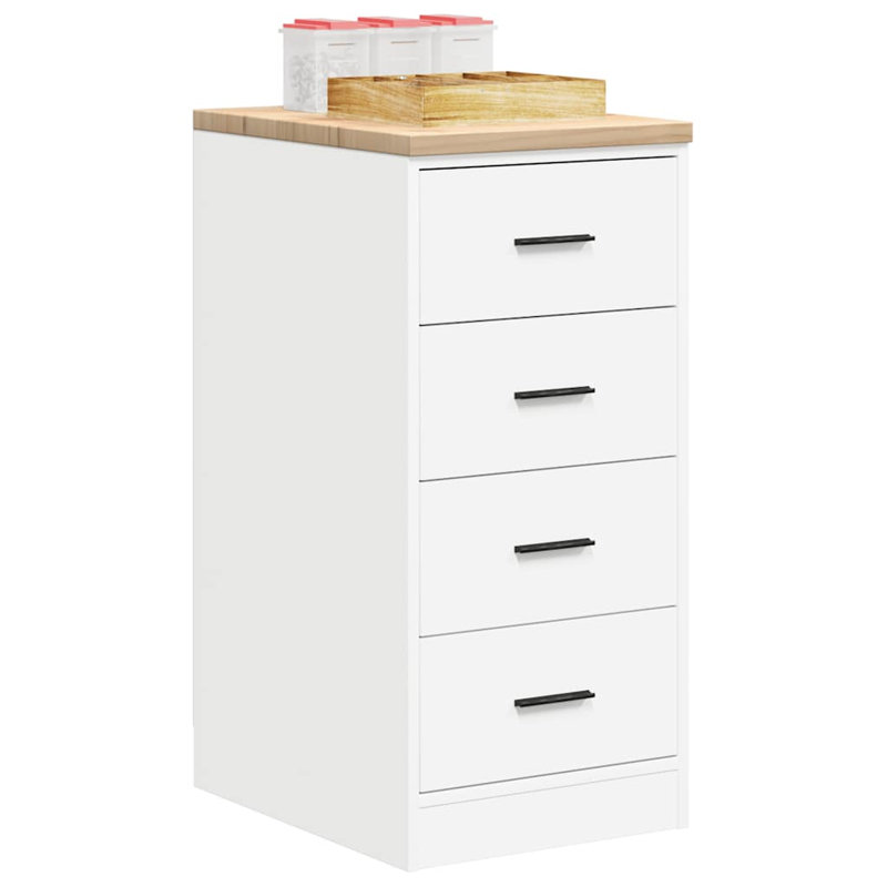 Solid Wood Single Storage Cabinet ( 85cm H x 40cm W x 51cm D), White