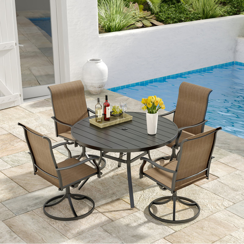 Table de salle à manger pour 4 personnes avec chaises pivotantes, Jaune