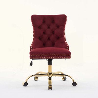 Furniture Office Chair,Modern Upholstered Tufted Button Office Chair With Metal Base,Adjustable Desk Chair Swivel Office Chair by Mercer41