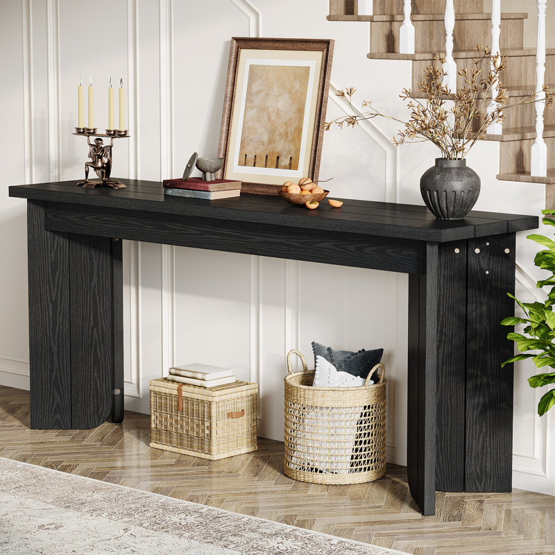 Ezekeial 70.9" Console Table Farmhouse for Living Room, Hallway, Foyer, Black