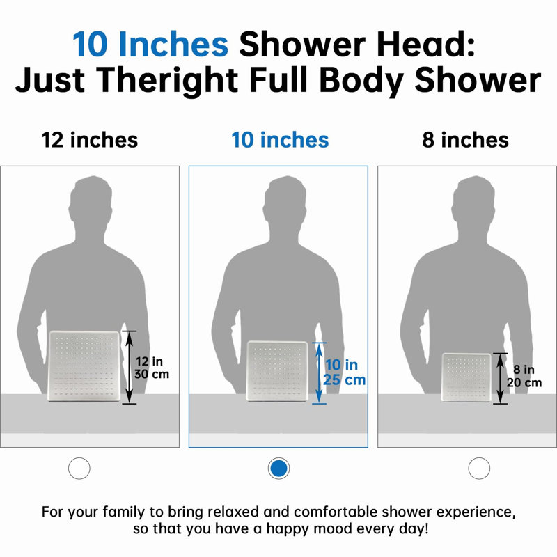 10 Inches Rain Shower Head, 3-Way Diverter With Pause Setting,Adjustable Extension Arm, Brushed Nickel