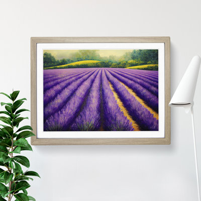 Cheerful Lavender Flower Field - Single Picture Frame Painting
