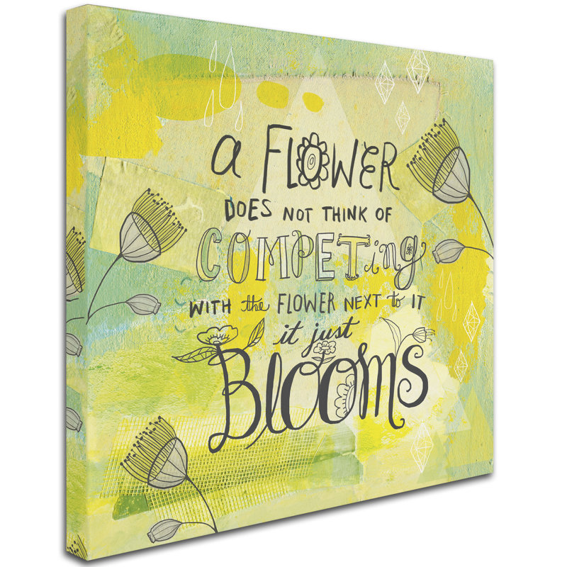 Arzel «Blooms Quote», art textuel sur toile tendue, H 14 po x l 14 po x P 2 po
