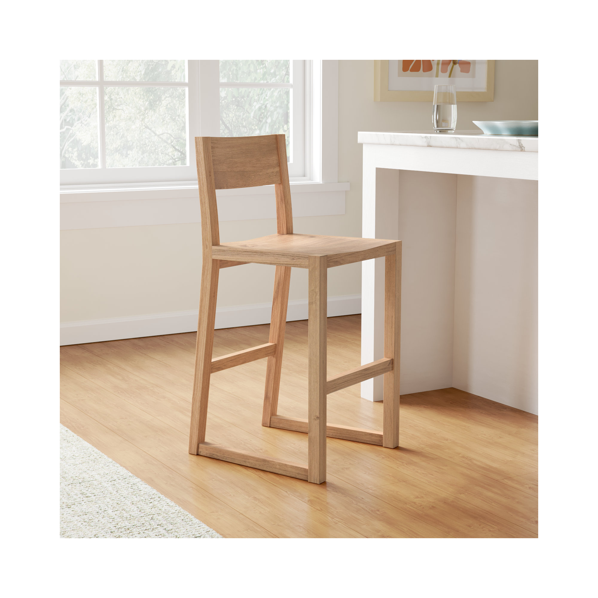 Modica Solid Wood Stool, Natural Brown, Counter Stool (24" Seat Height)