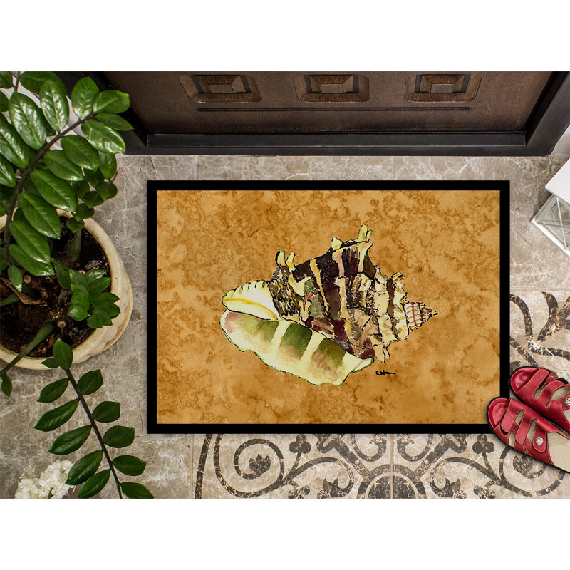 Tapis de porte d’intérieur anti-dérapant sea shell, Rectangle 1 pi 6 po x 2 pi 3 po