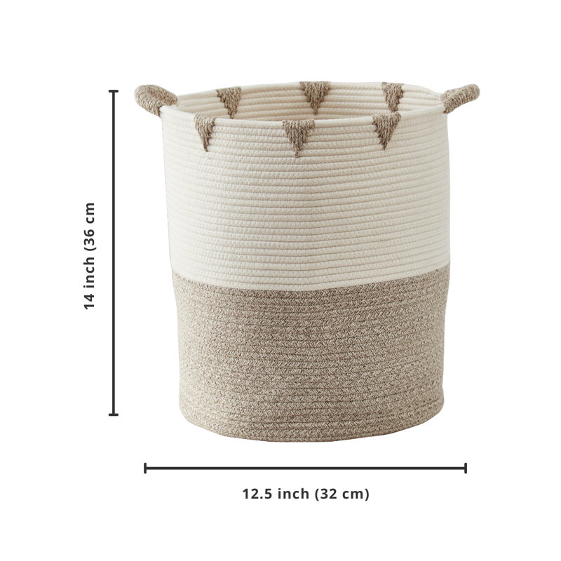Ensemble de paniers en tissu, Beige / ivoire / blanc, H 14 po x l 12,6 po x P 12,6 po, 5