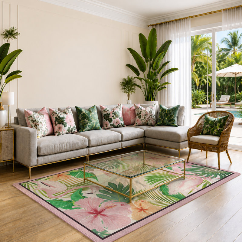Tapis floral Guy Guy, Rectangle 3 pi 10 po x 5 pi 4 po