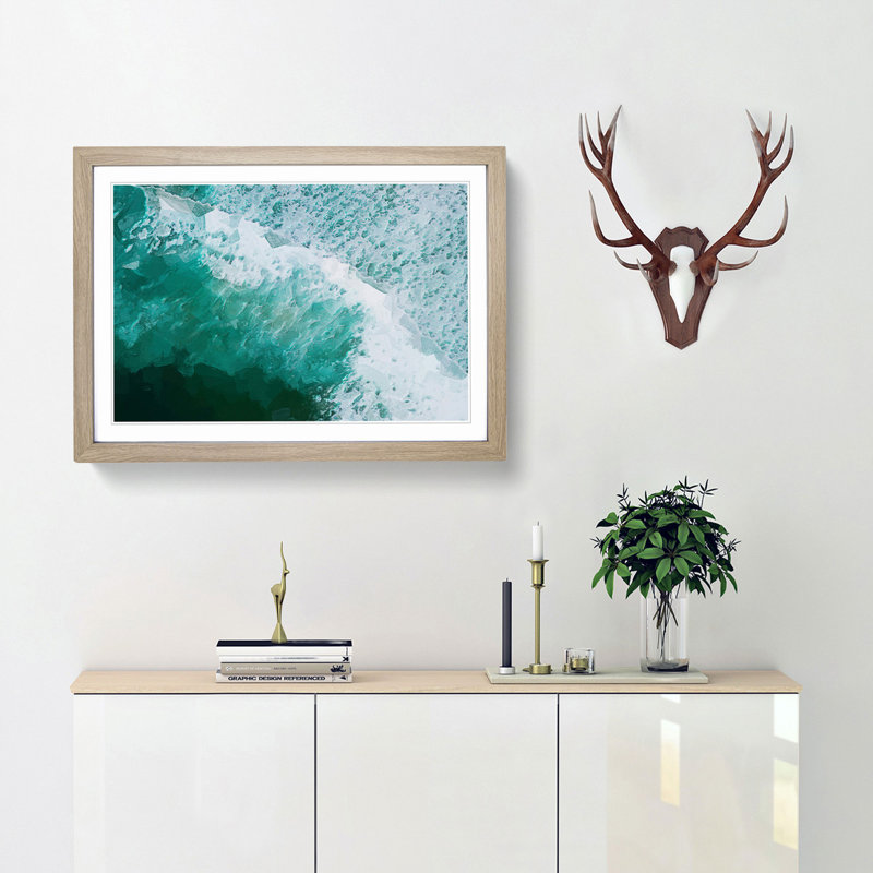 Patterns of the Ocean in Brazil - Picture Frame Graphic Art Print, 27cm H x 36cm W x 2cm D, Oak Framed
