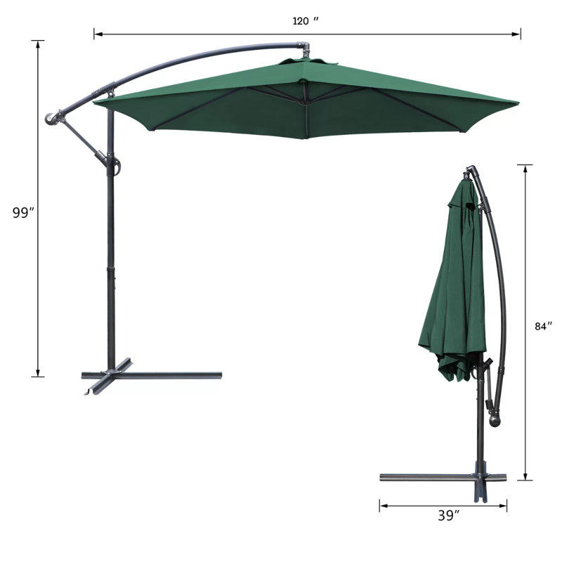 Parasol en porte-à-faux 10 pi Arabella, Vert