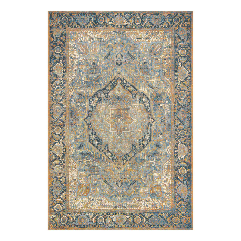 Tapis traditionnel bleu Blue_Unique Loom Nosara, Rectangle 5 pi 3 po x 8 pi