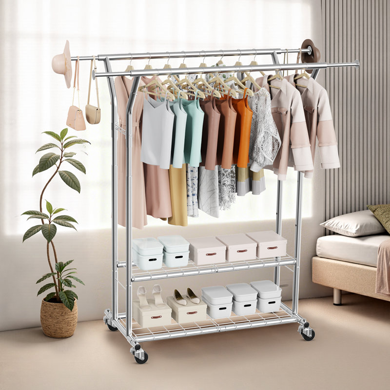 Adjustable Rolling Clothing Rack