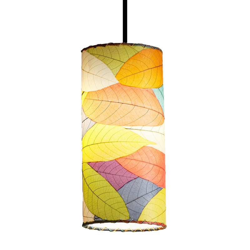 Mini-luminaire suspendu cylindrique 1 lumière Sroda, Vert / mauve / bleu-vert