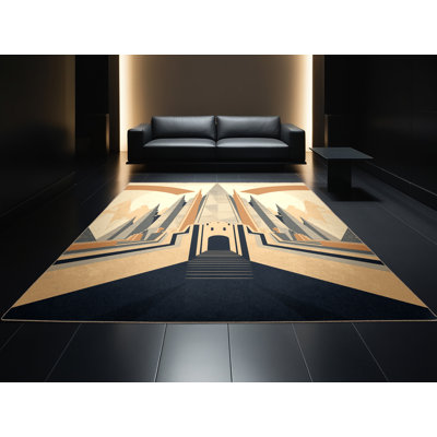 Tapis moelleux moelleux à motif d'arc Alderton Alien Mountain Fortress