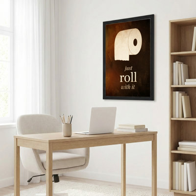 Toilet Paper Roll With It Canvas Wrapped Wall Art Humor Print For Bathroom Decor