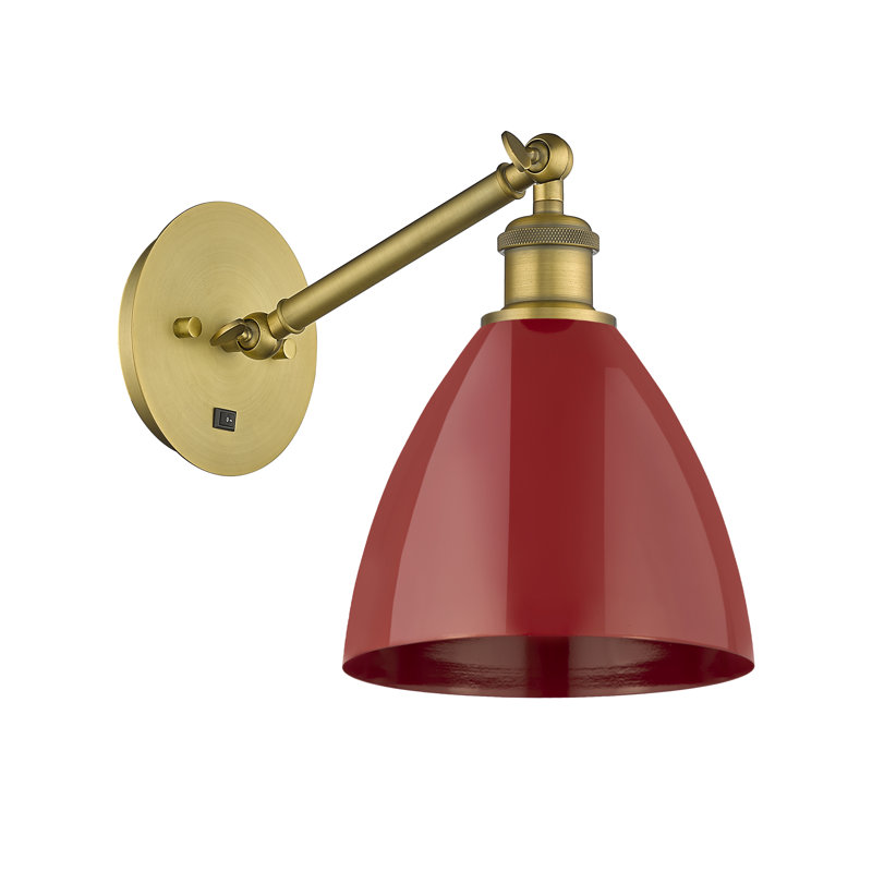 Armed Sconce, Red, Brushed Brass