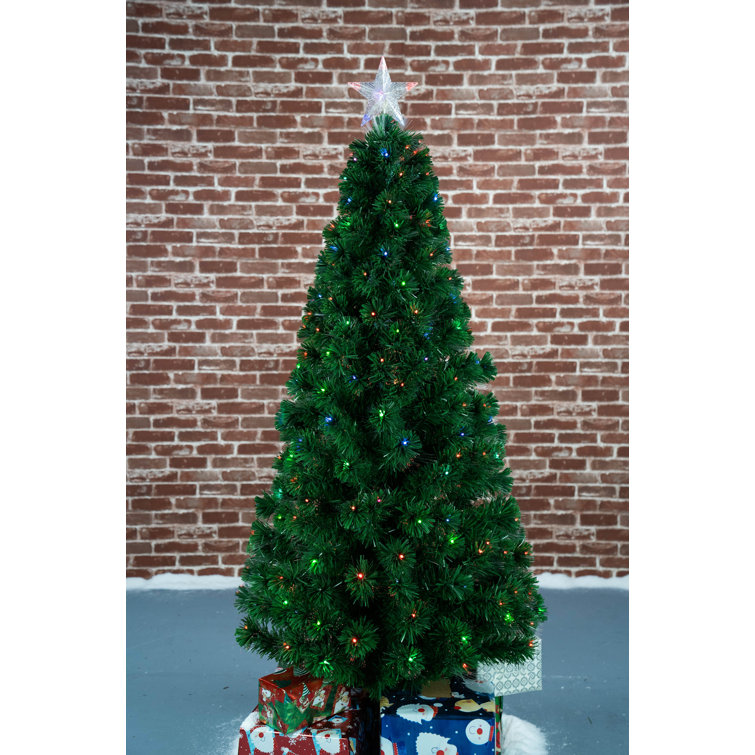 Fiber Optic Star 6' Green Pine Artificial Christmas Tree with Multi-Colored Lights The Holiday Aisle