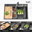 Évier de cuisine en cascade 33 po - Station de travail à simple cuve en acier inoxydable avec robinet de pluie et accessoires