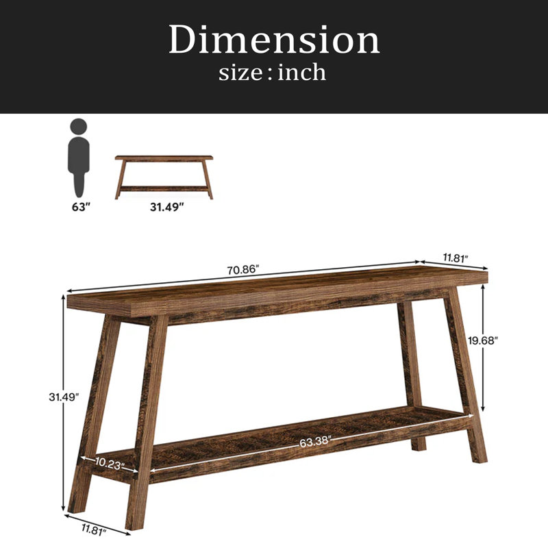 2-Tier Entryway Table,Sofa Table,Space-Saving Console Table, Brown