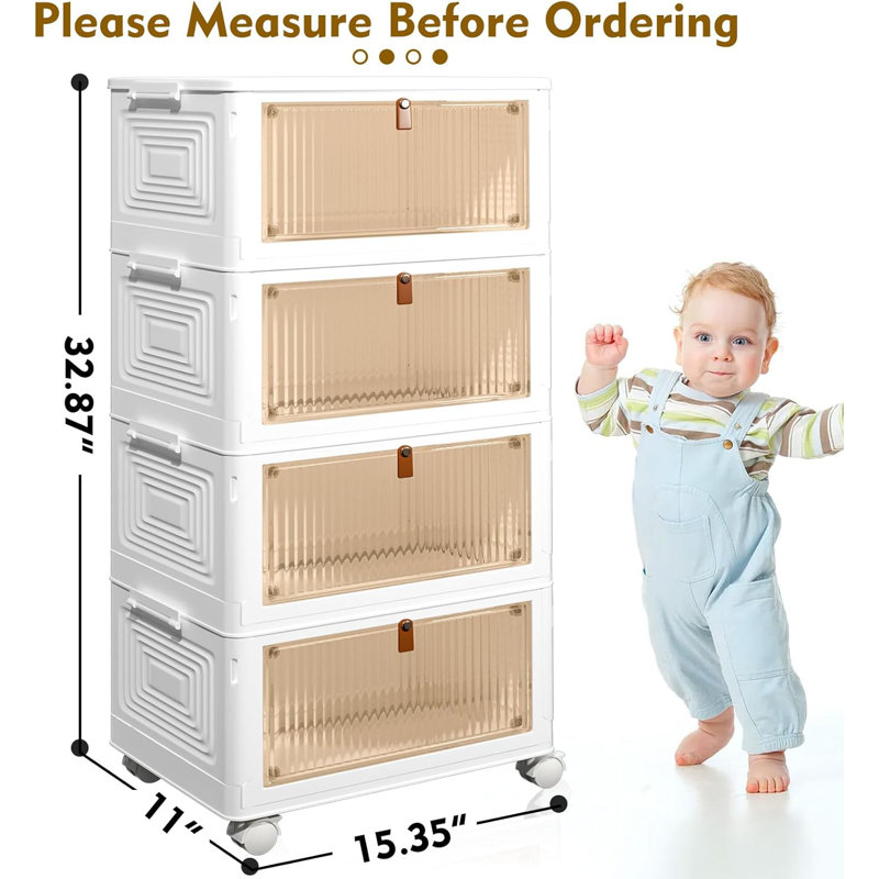 4 Tier Stackable Storage Bins with Lids, 23Qt Plastic Storage Containers