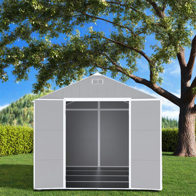 Grande remise extérieure, maison en plastique PP de 12 mm d'épaisseur et résistante aux intempéries avec fenêtres HD, cabine de jardin robuste pour les outils, les loisirs, les ateliers, les rayons UV et la rouille