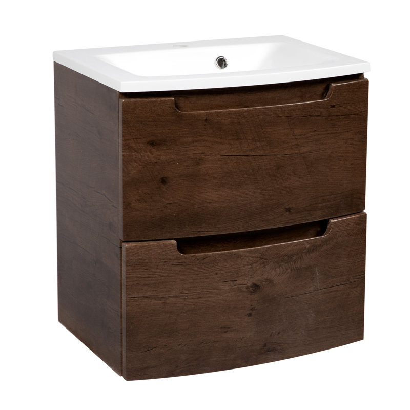 Kaeshon 31.3'' Single Bathroom Vanity with Acrylic Top with Mirror, Rosewood