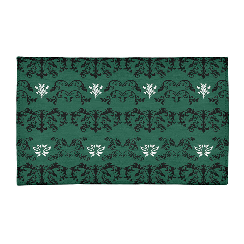 Tapis vert / noir Damask, Rectangle 3 pi x 5 pi