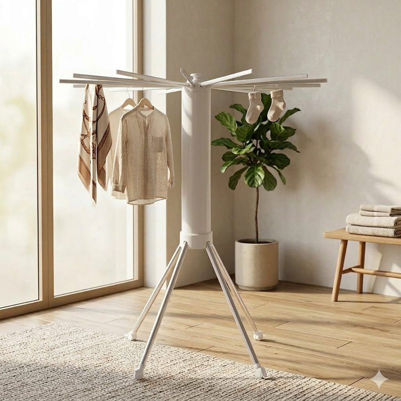 Séchoir à linge pliable sur trépied, Aluminium