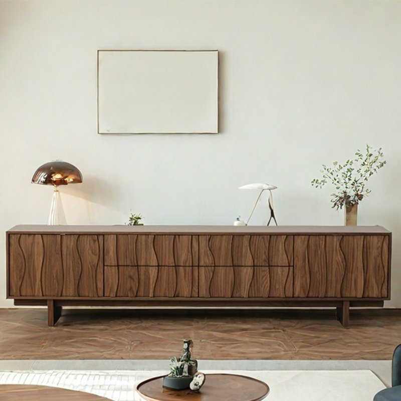 Solid wood retro style creative TV cabinet, 86.61"
