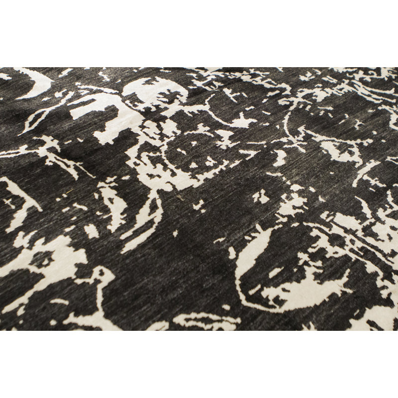 Hand-Knotted High-Quality Black Area Rug